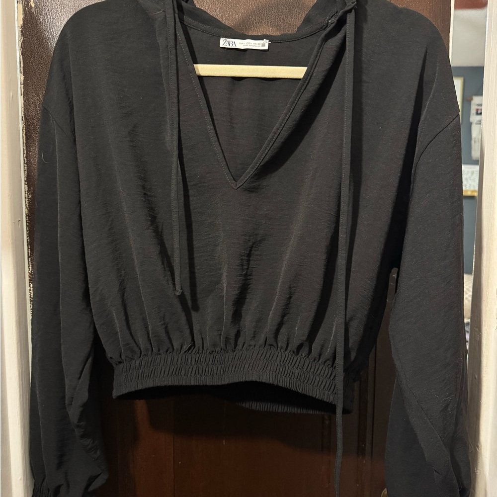 Black V-Neck Women's Top
